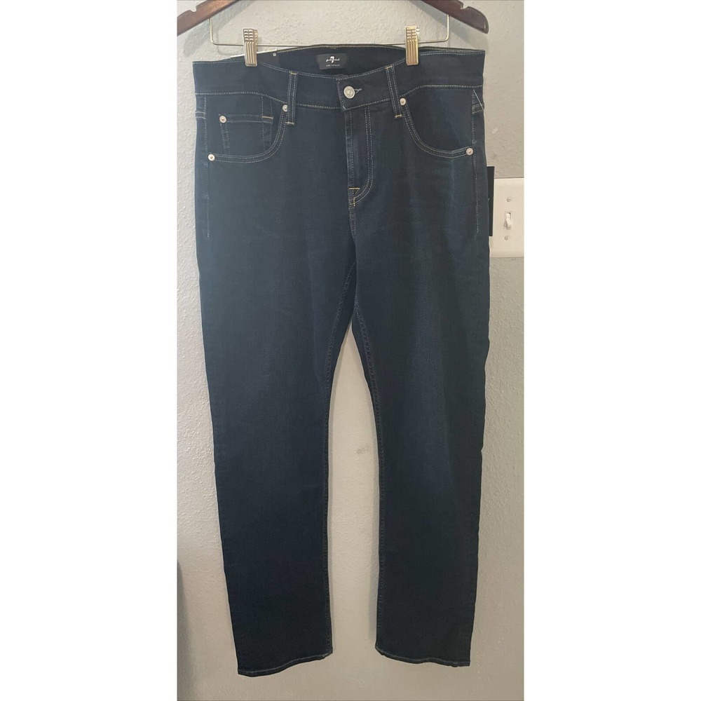 $195 - 7 for All Mankind The Straight Tapered Leg Jeans Dark Blue Mens Size 33